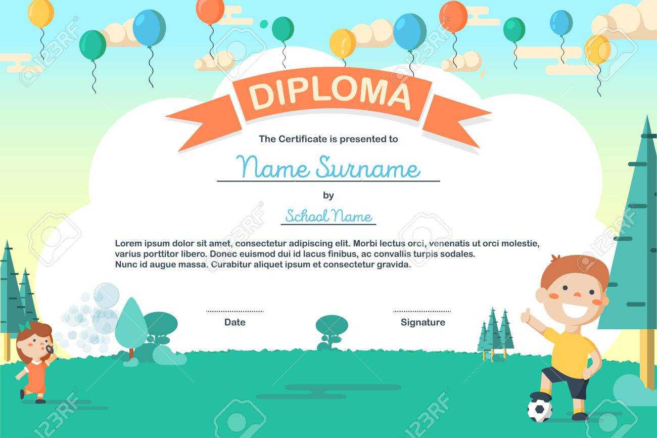 Bunte Kindersommerlagerdiplom Zertifikatschablone In Der  With Summer Camp Certificate Template