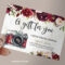 Burgundy Floral Gift Certificate Photography, Photo Session  For Photoshoot Gift Certificate Template
