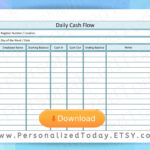 Business Daily Cash Flow Statement Report Register In Out – Etsy For End Of Day Cash Register Report Template