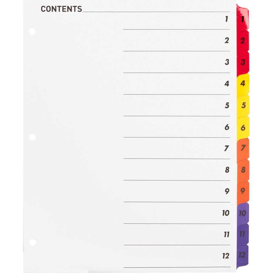 Business Source Table of Content Quick Index Dividers - Printed  In Blank Table Of Contents Template Pdf