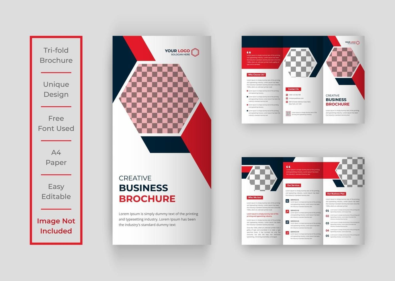 Business tri-fold brochure template design 10 Vector Art at  Intended For Three Panel Brochure Template