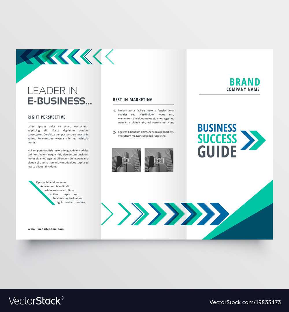 Business tri fold brochure template design Vector Image With Regard To Three Panel Brochure Template