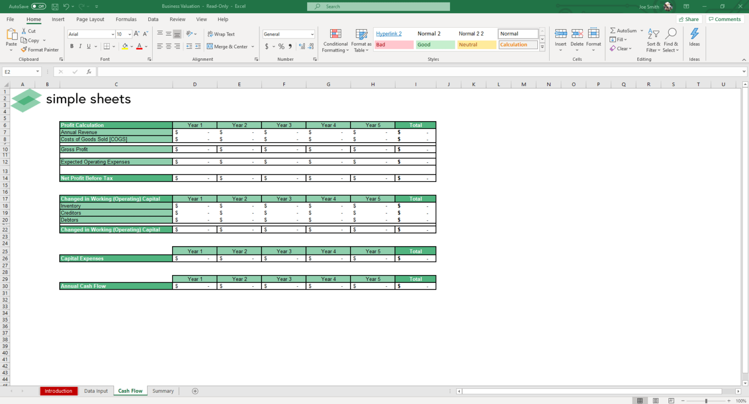 Image 5 for Business Valuation Report Template Worksheet