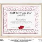 Buy Best Boyfriend Ever Award Certificate Template Printable Within Boyfriend Report Card Template