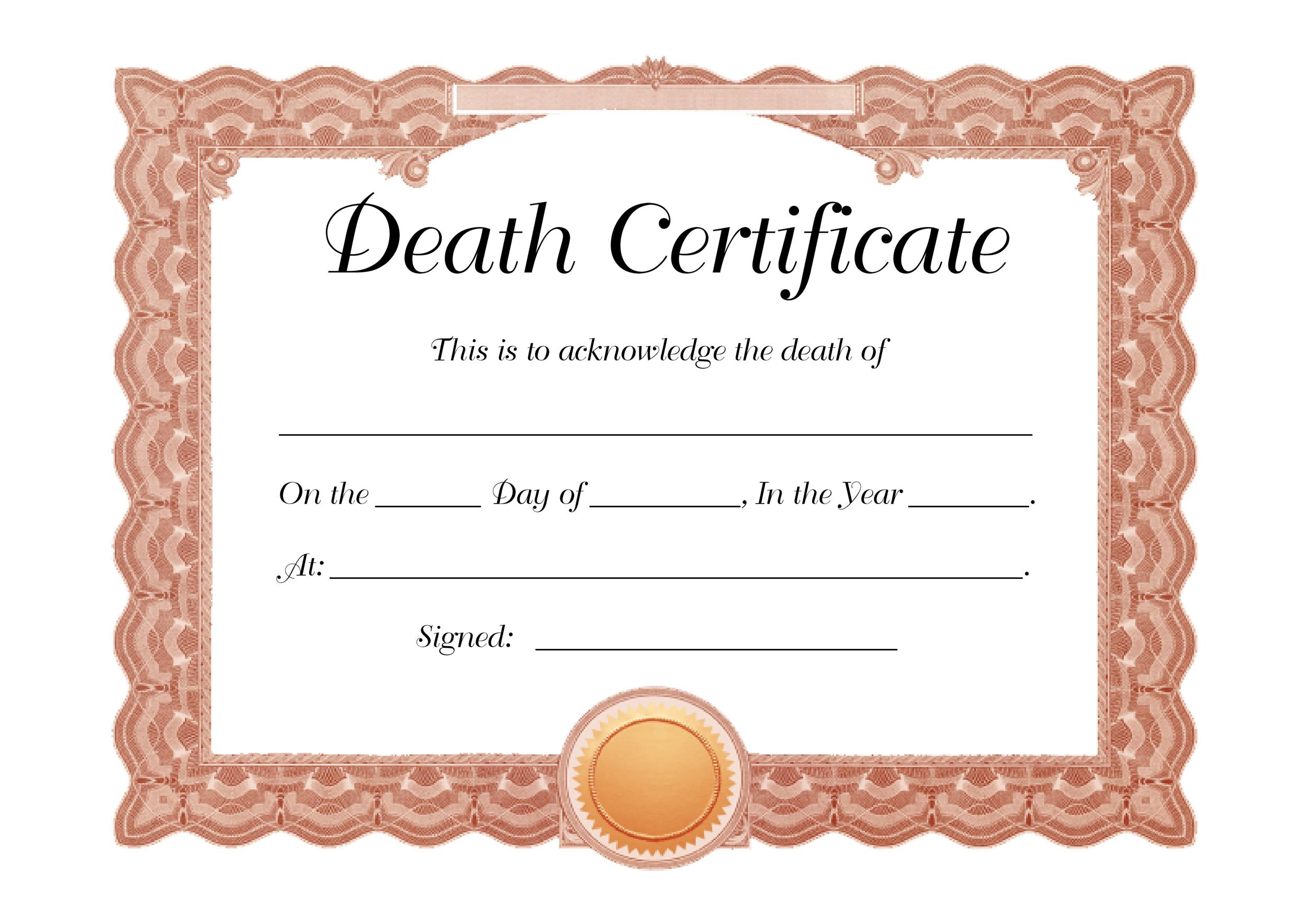 Buy Death Certificate Online - Order Docs Online For Fake Death Certificate Template