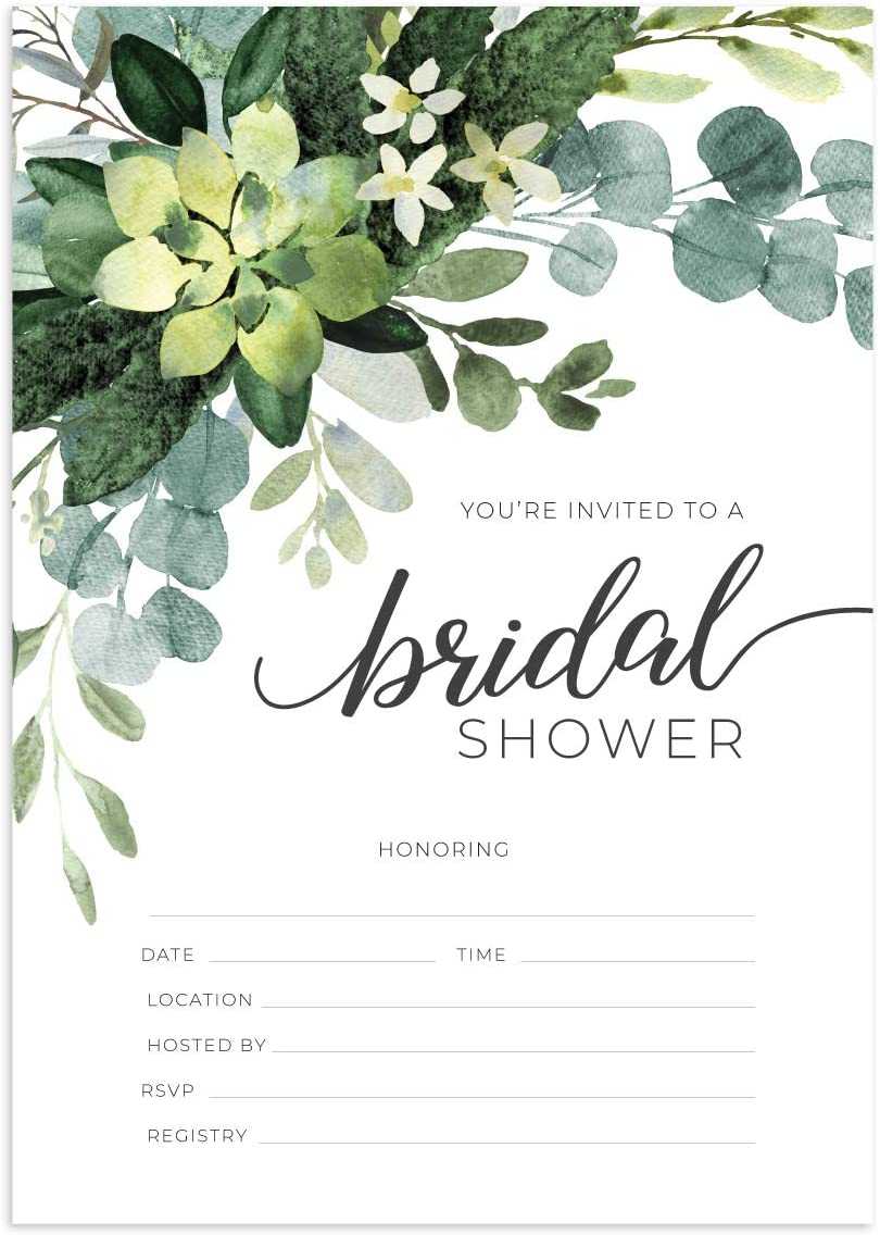 Buy Greenery Fill in The Blank Bridal Shower Invitation 10 Bridal  Intended For Blank Bridal Shower Invitations Templates