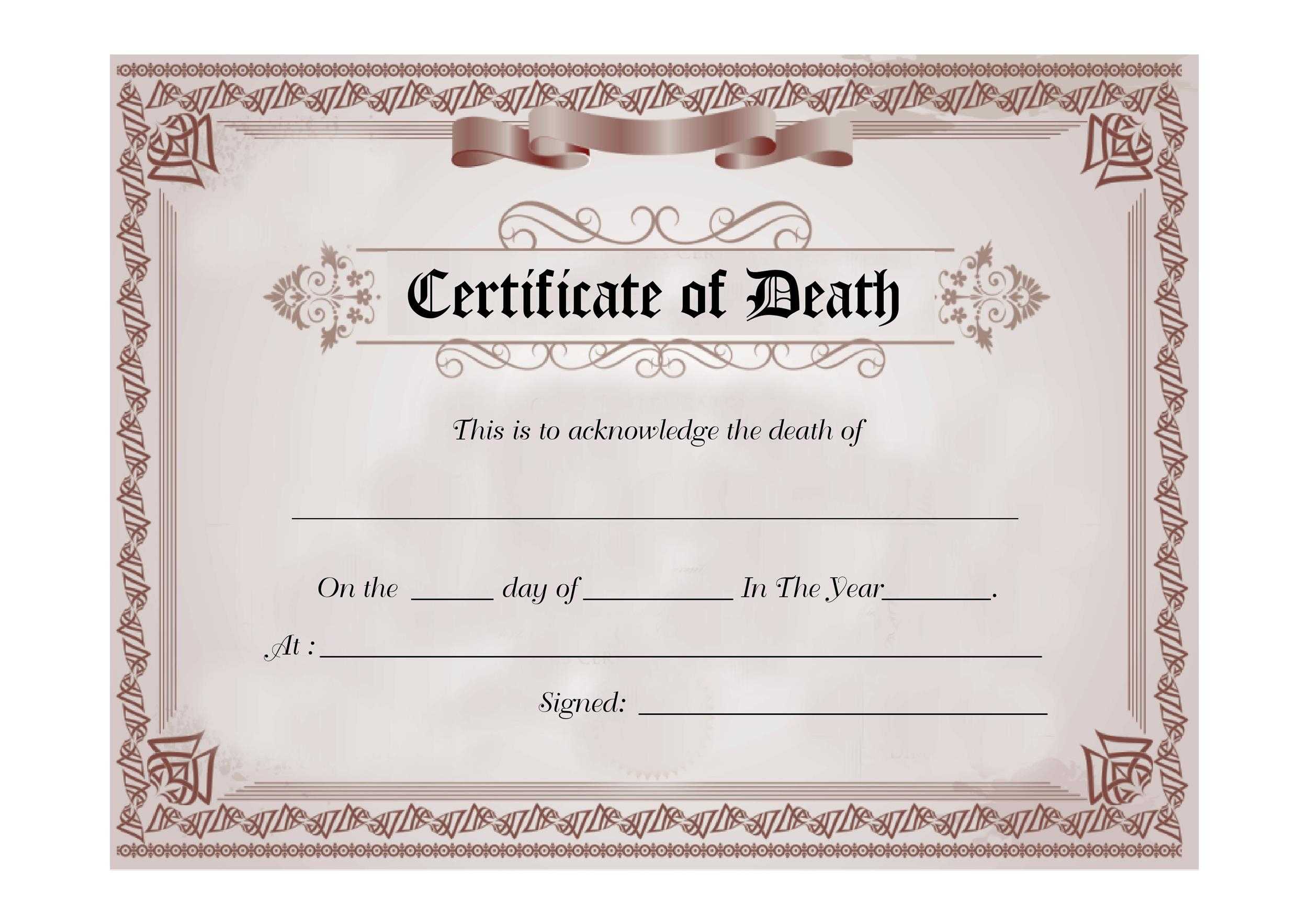 Buy Real/Fake 10 Death Certificate Online  Global Document Shop Regarding Fake Death Certificate Template