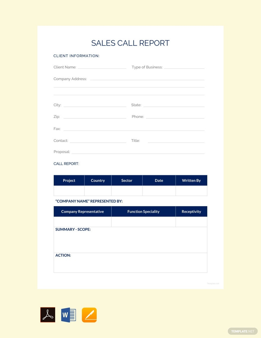 Call Reports Templates - Format, Free, Download  Template