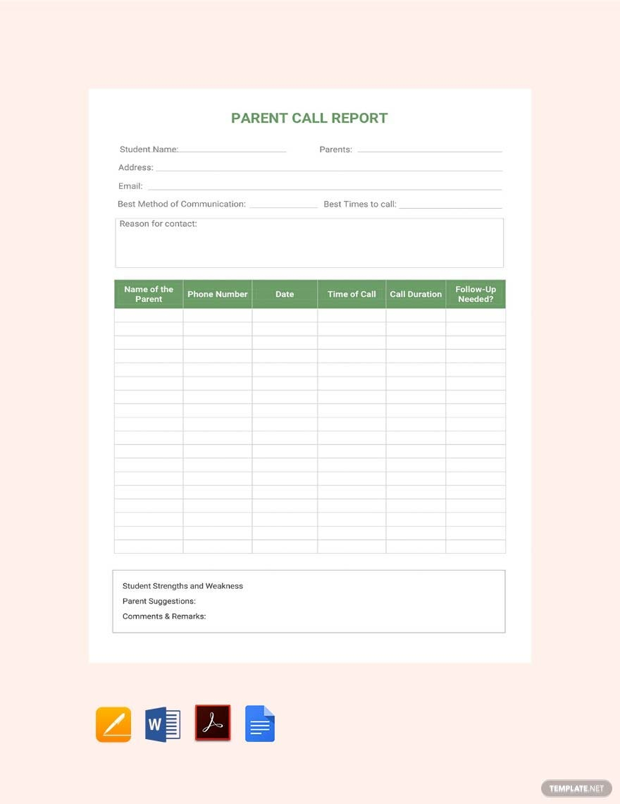 Call Reports Templates Word – Format, Free, Download  Template