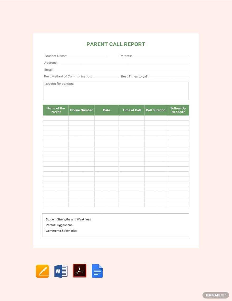 Call Reports Templates Word – Format, Free, Download  Template