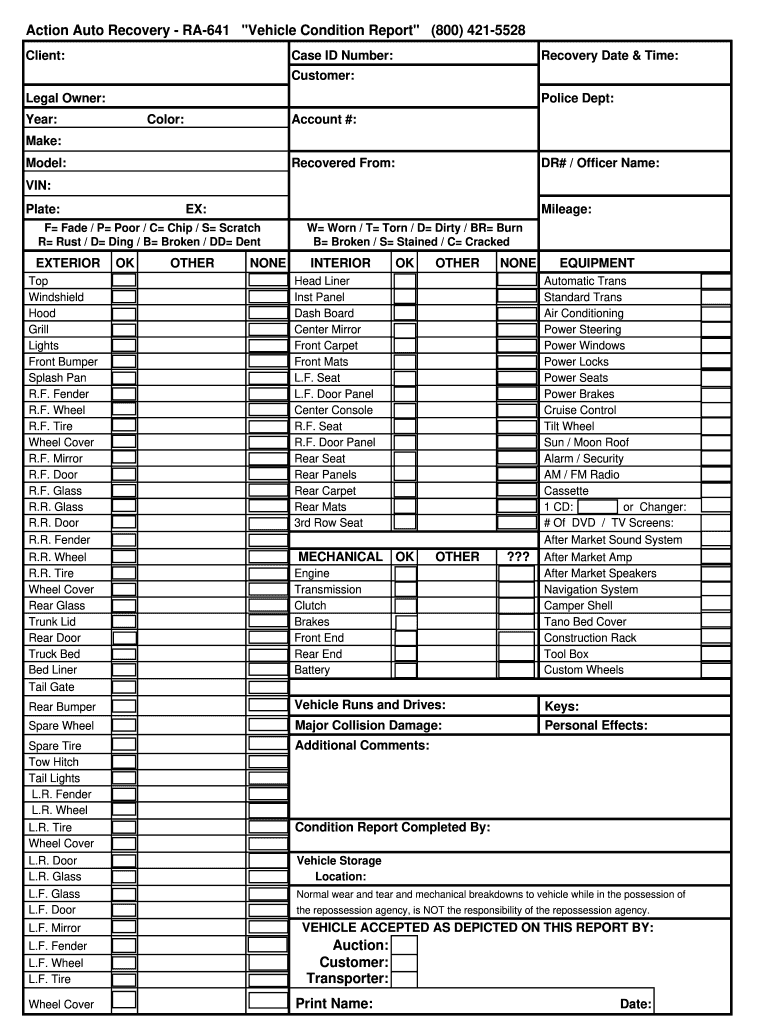 car report: Fill out & sign online  DocHub Pertaining To Truck Condition Report Template