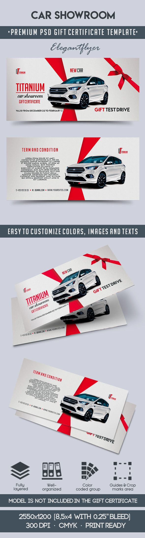 Car Showroom – Premium Gift Certificate PSD Template  by ElegantFlyer With Automotive Gift Certificate Template