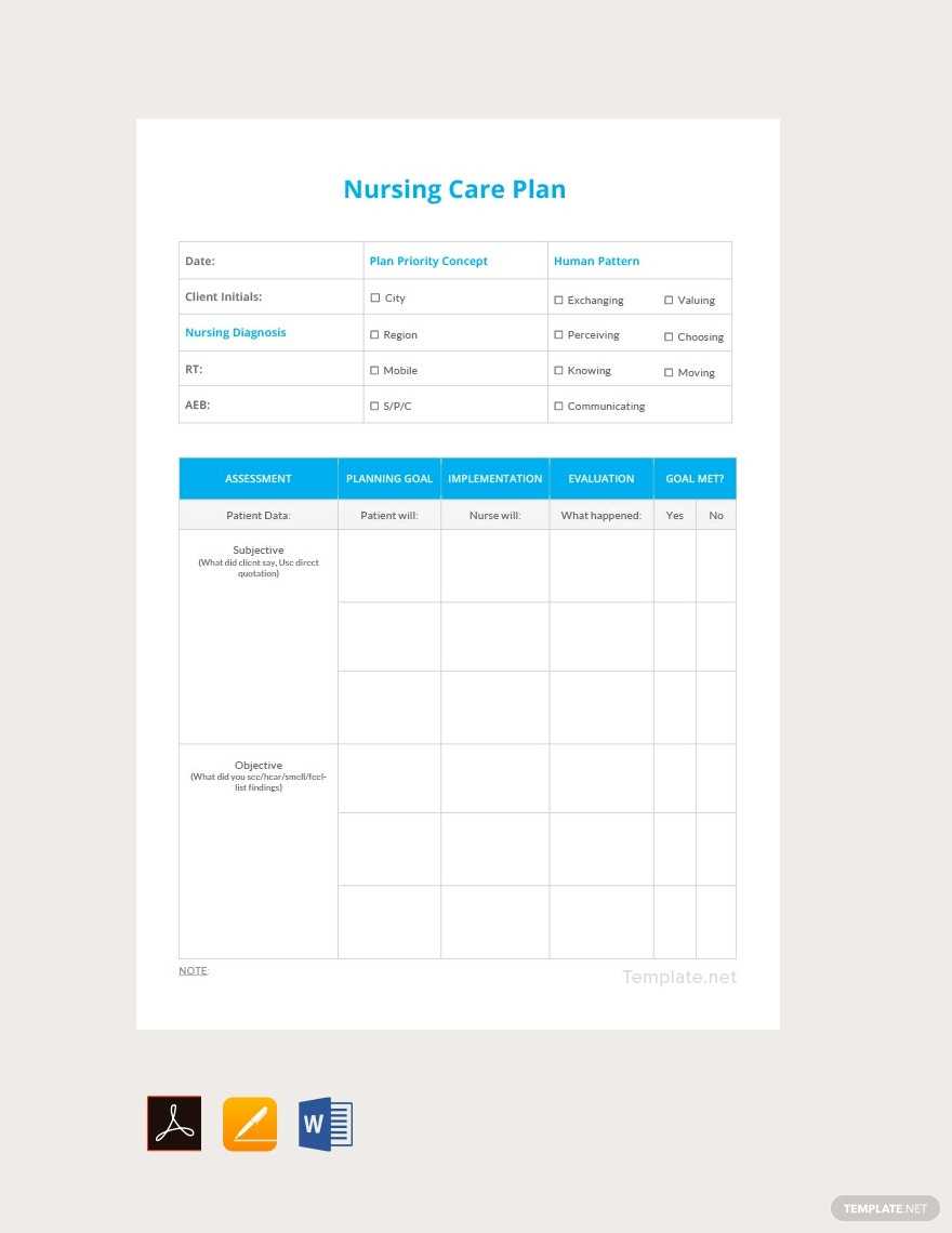 Care Plans Templates – Format, Free, Download  Template