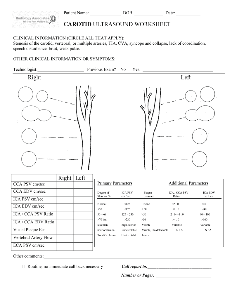 Carotid Artery Ultrasound Worksheet: Fill Out & Sign Online DocHub With Regard To Carotid Ultrasound Report Template