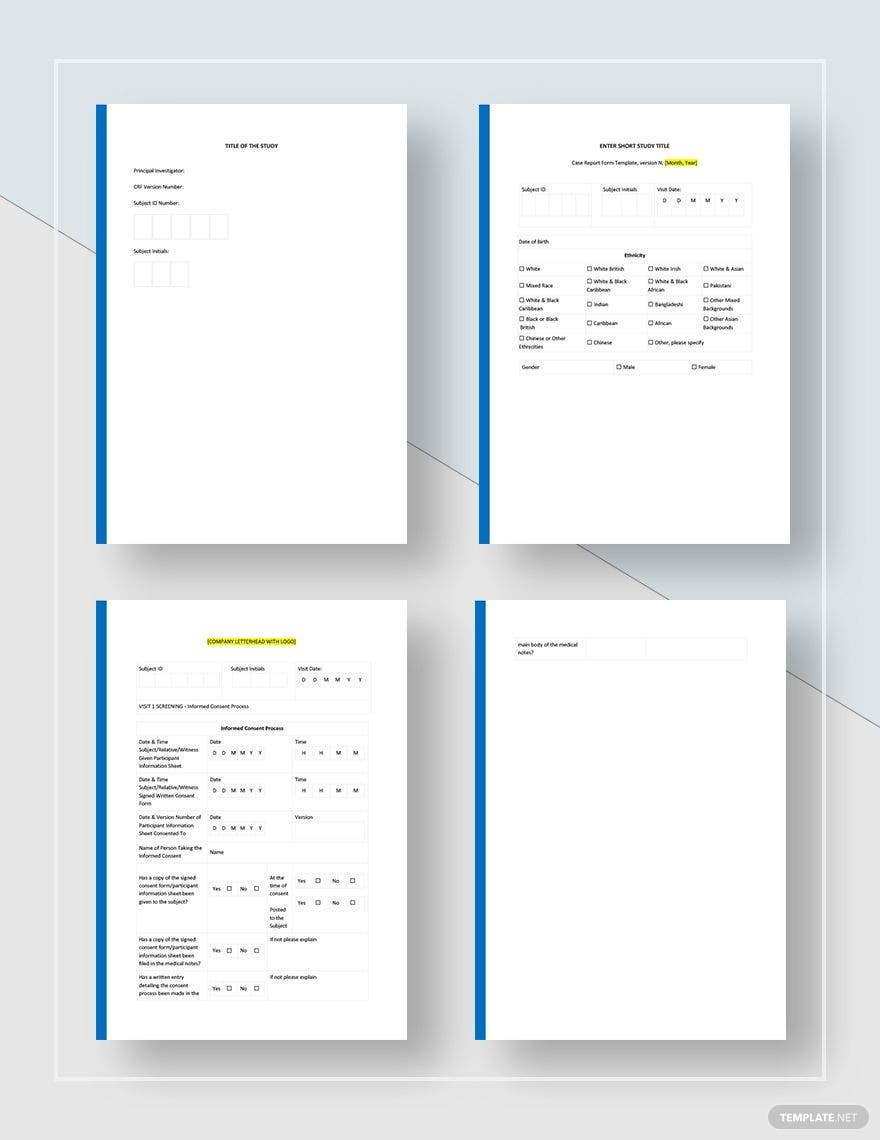 Case Report Form Template - Google Docs, Word, Apple Pages  In Case Report Form Template