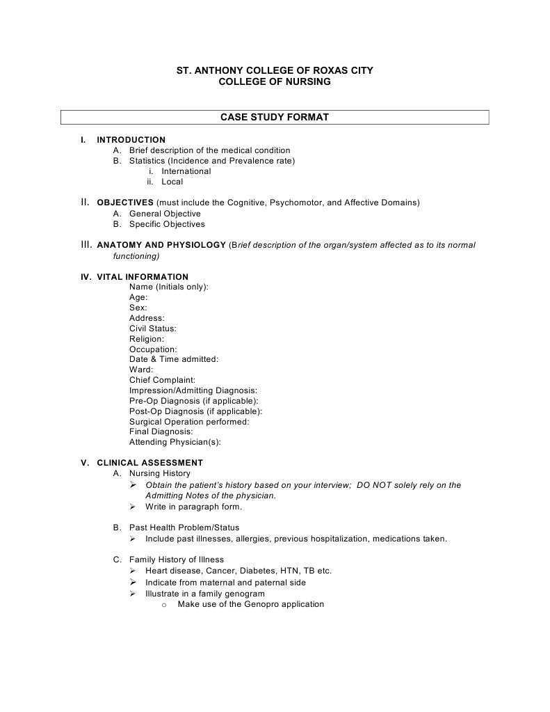 Case Study Format  PDF  Body Mass Index  Medical Diagnosis For Case Report Form Template Clinical Trials