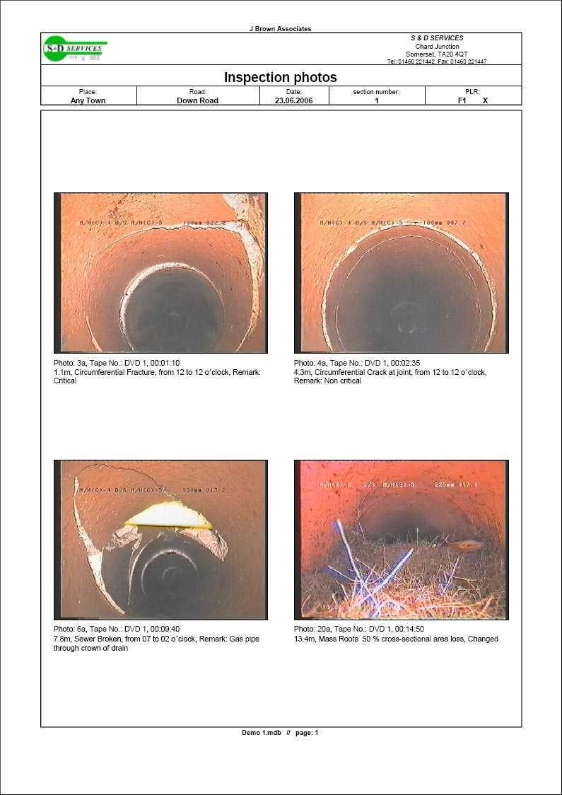 CCTV Surveying - S & D Plumbing and Drainage, Somerset With Drainage Report Template