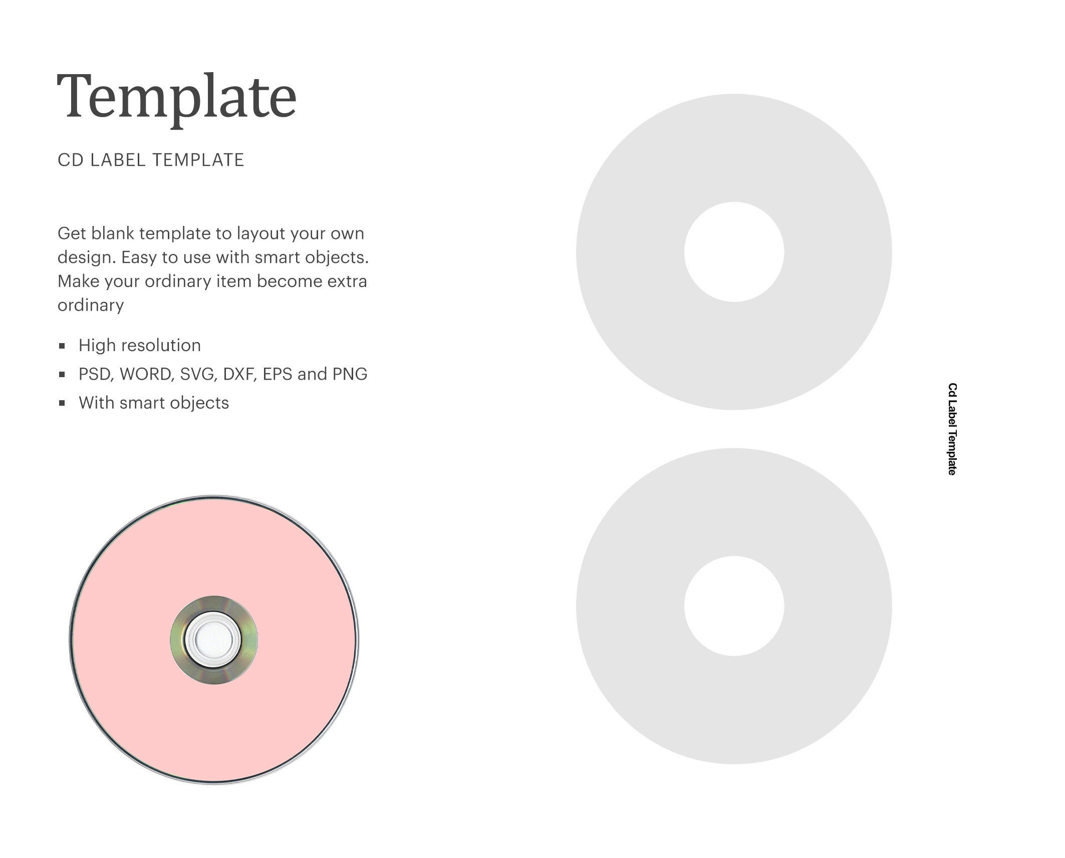 CD Label Template DVD Blank Label Template CD Blank Label - Etsy  Throughout Blank Cd Template Word