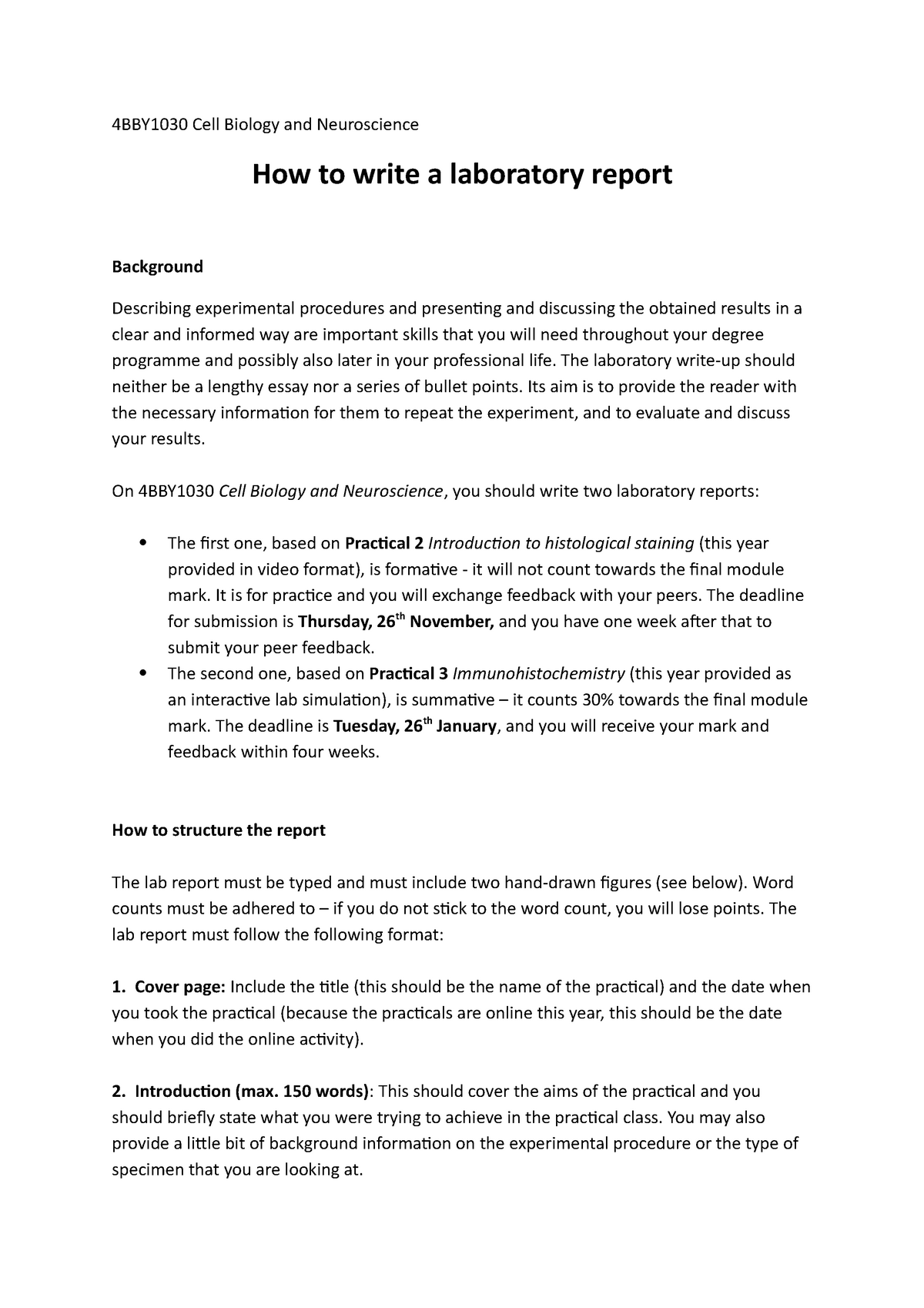 Cell bio Lab report guide- Practical 10 - 10BBY10 Cell Biology and  Pertaining To Biology Lab Report Template