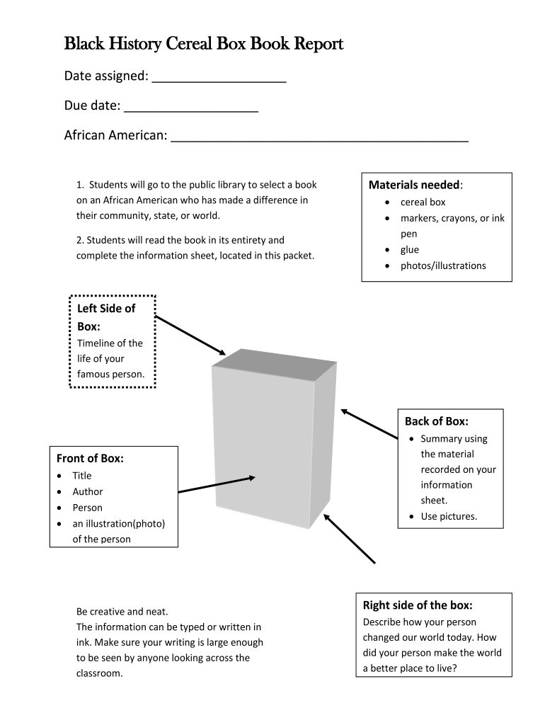 Cereal Box Biography Project Template - Fill Online, Printable