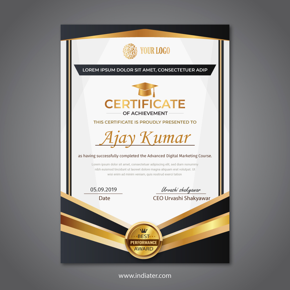 Certificate Best Performance Award Design Competition Free Ai  With Best Performance Certificate Template