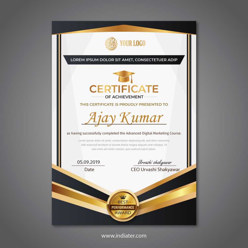 certificate Best Performance Award Design Competition Free Ai  With Best Performance Certificate Template