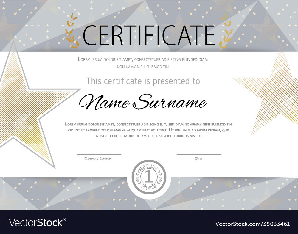 Certificate blank with gold stars template Vector Image For Star Naming Certificate Template