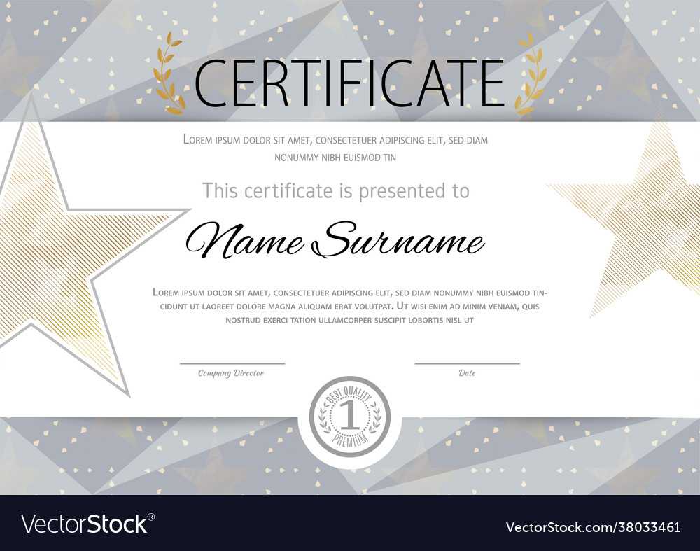 Certificate Blank With Gold Stars Template Vector Image For Star Naming Certificate Template