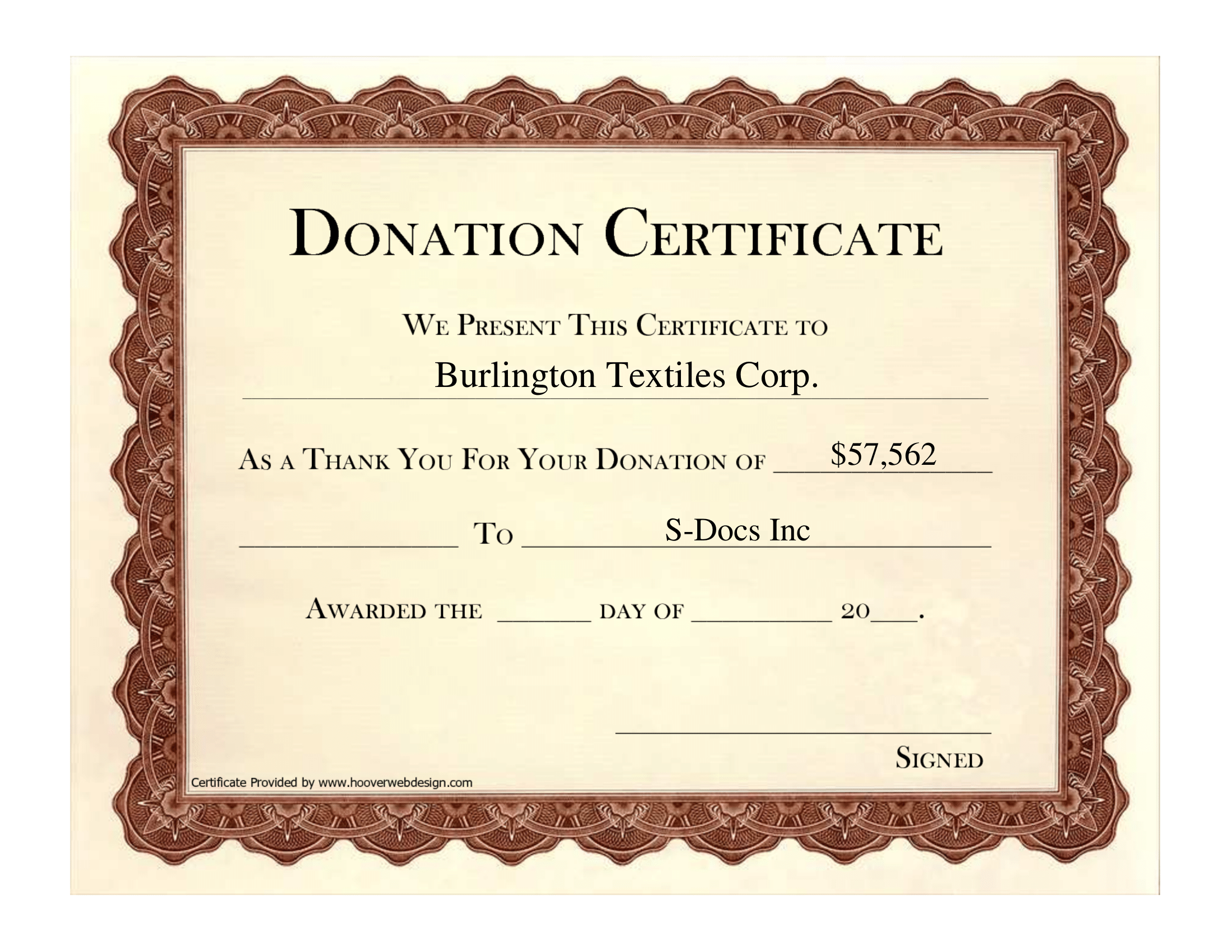 Certificate Donation - S-Docs for Salesforce