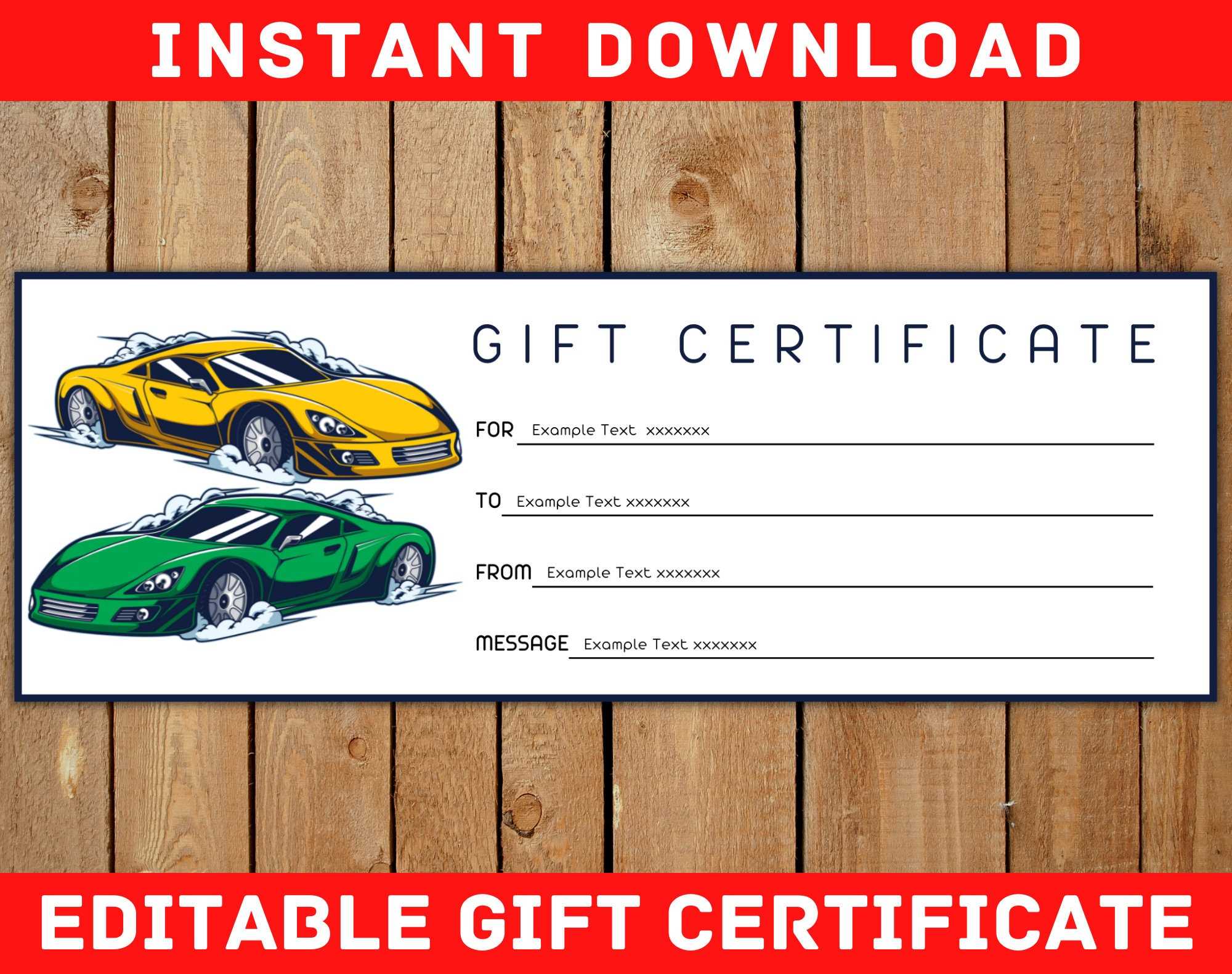 Automotive Gift Certificate Template