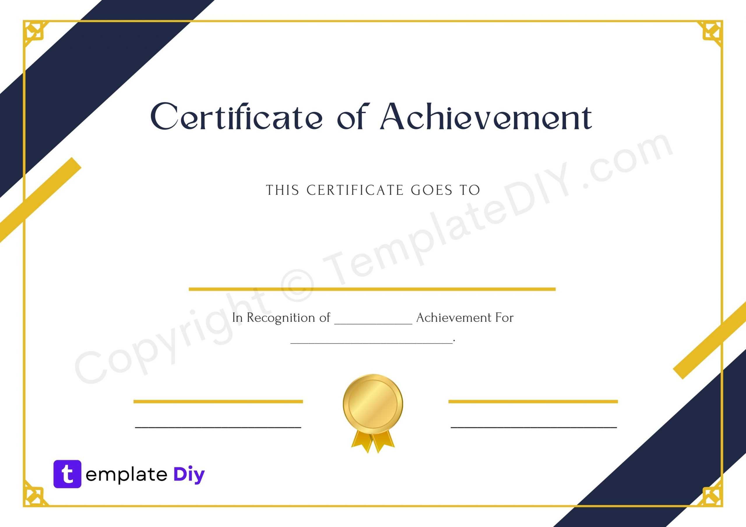 Certificate Of Achievement Blank Printable Template In PDF & Word For Certificate Of Achievement Template Word