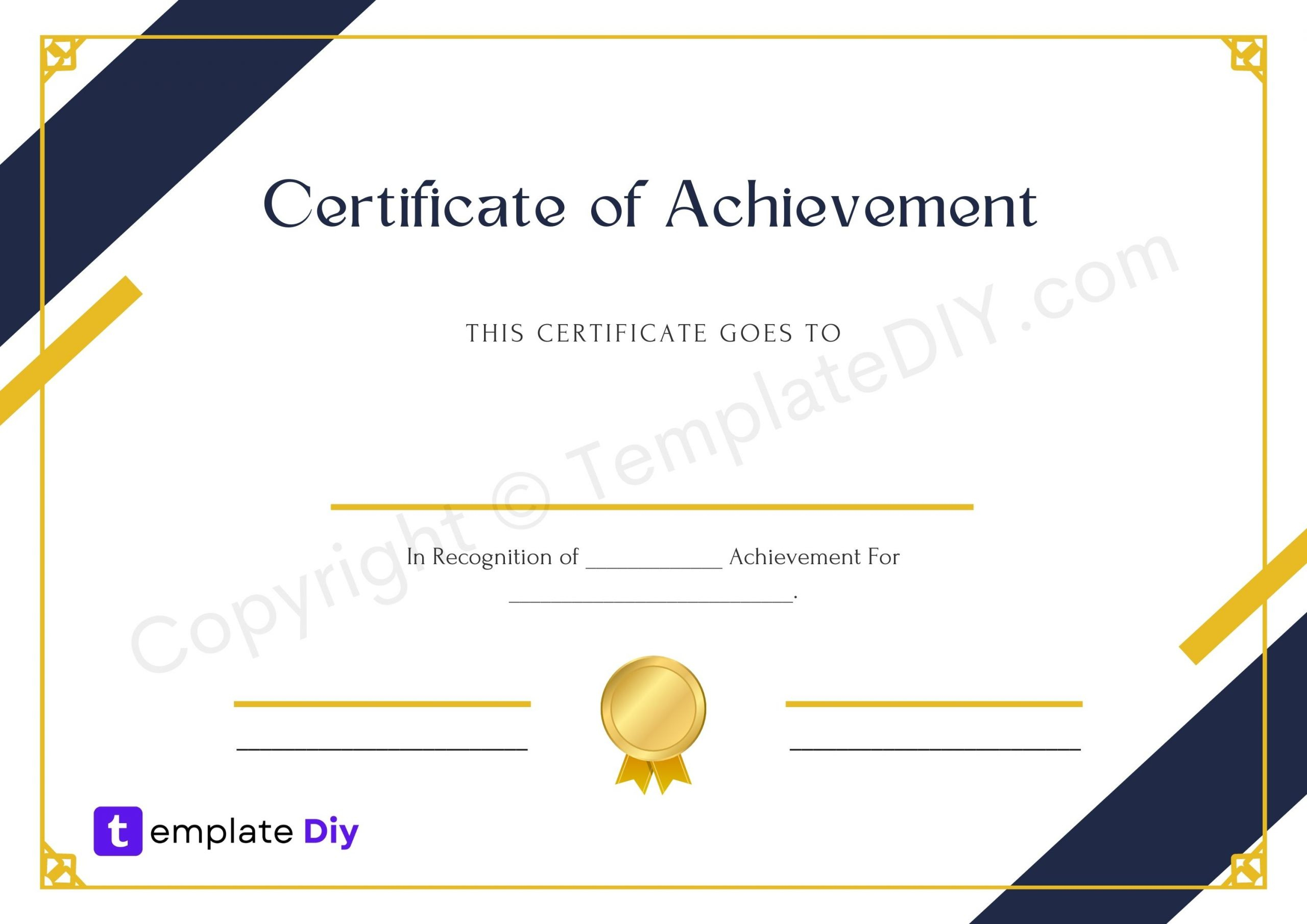 Certificate Of Achievement Blank Printable Template In PDF & Word In Word Certificate Of Achievement Template