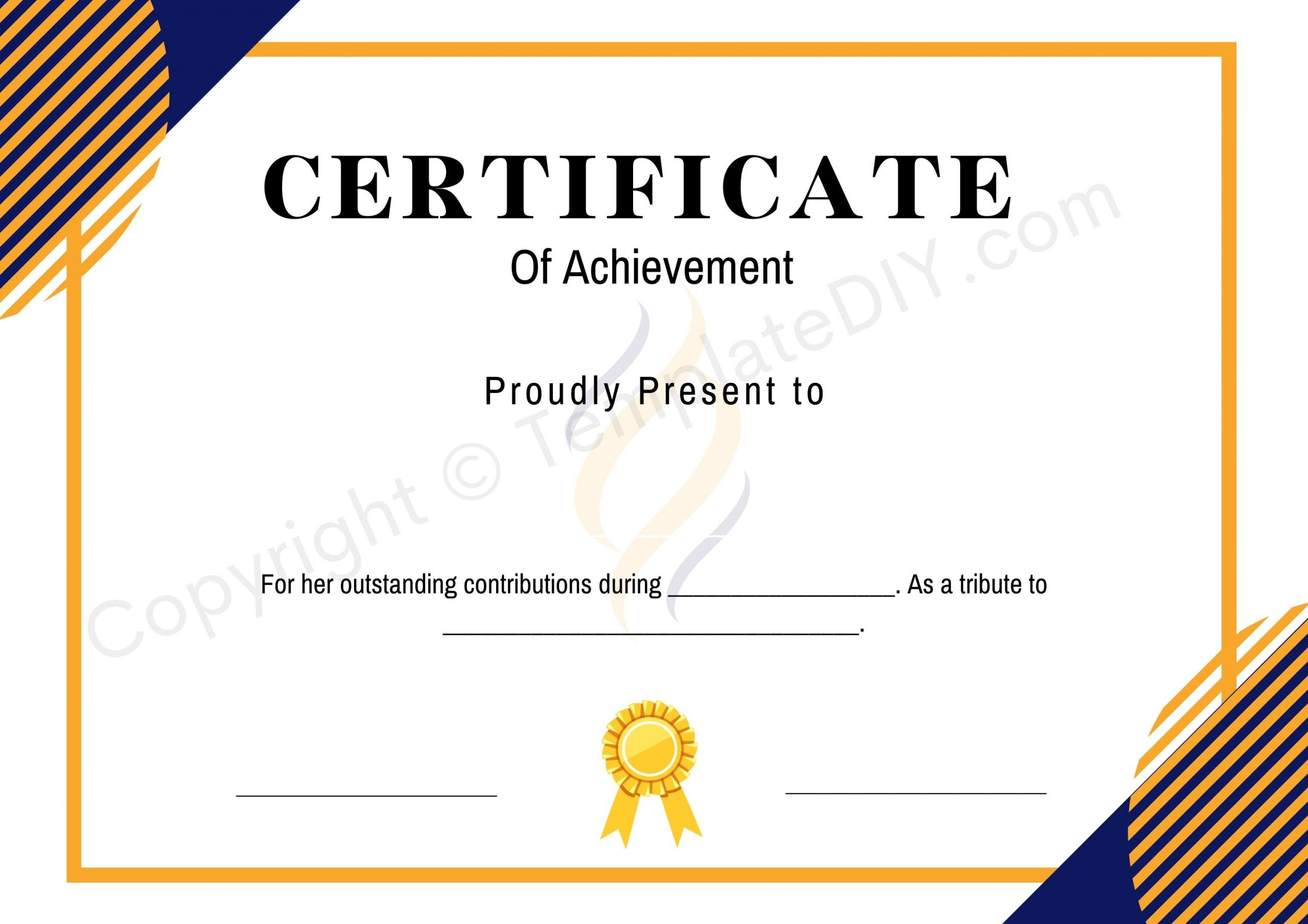 Certificate of Achievement Blank Printable Template in PDF & Word Inside Blank Certificate Of Achievement Template