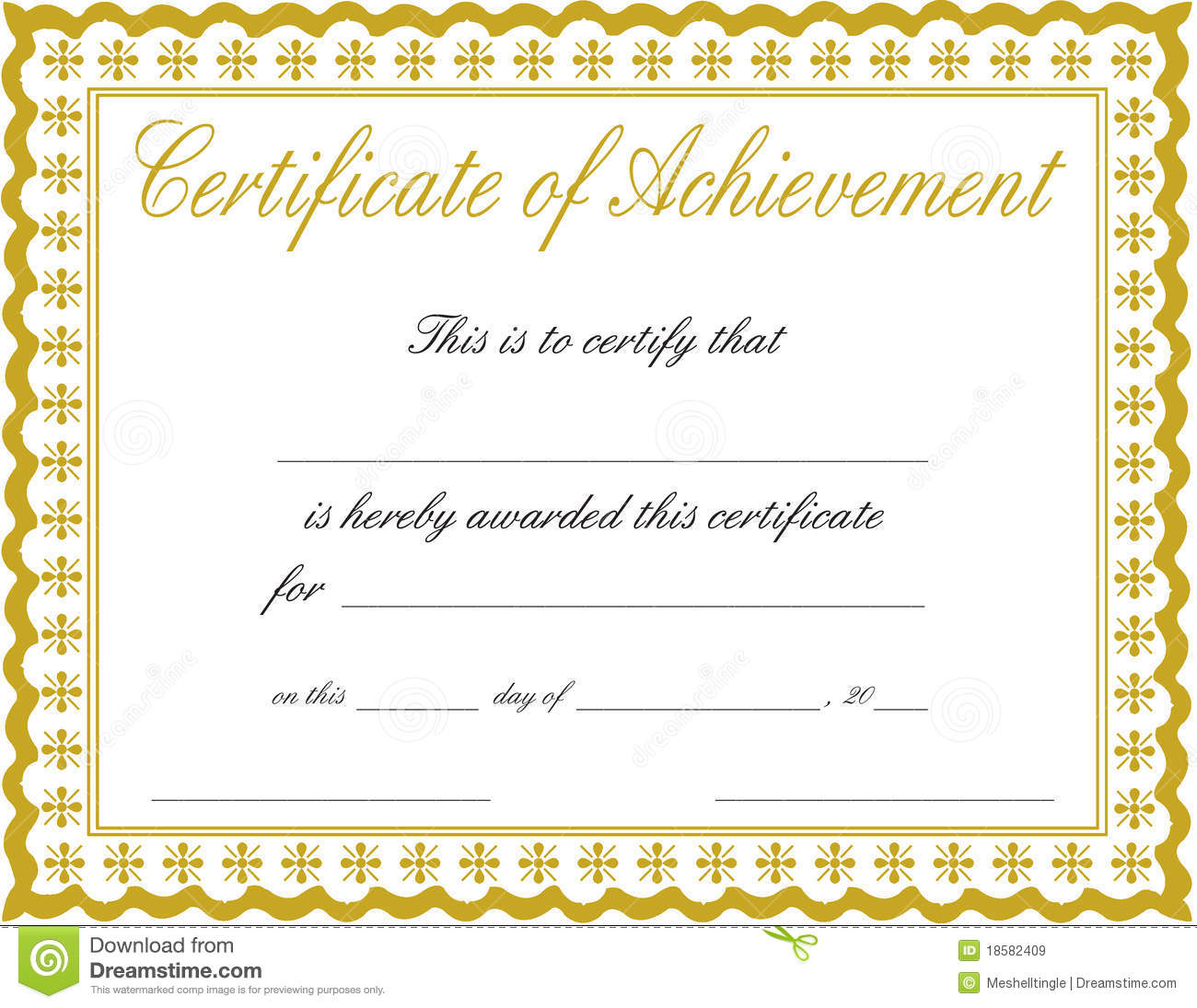 Certificate of achievement stock image