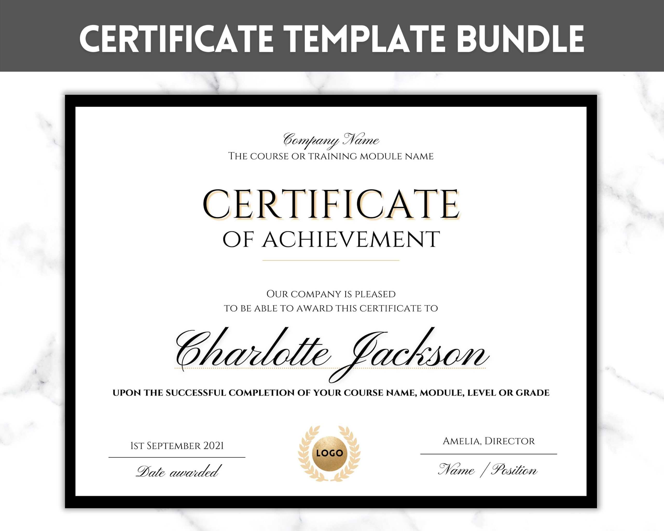 Certificate Of Achievement Template Editable Certificate Of – Etsy