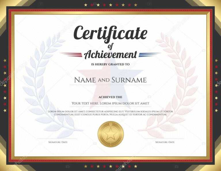 Certificate Of Achievement Template With Gold Border Theme And For