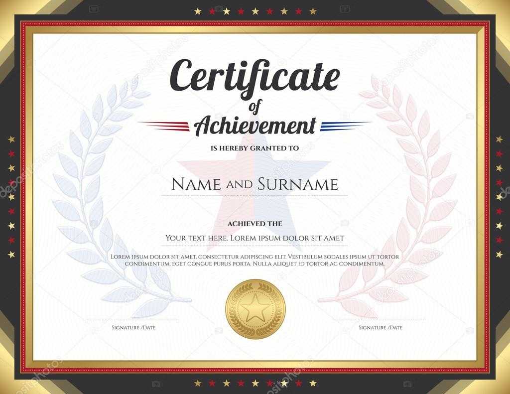 Certificate Of Achievement Template With Gold Border Theme And  For Certificate Of Achievement Army Template