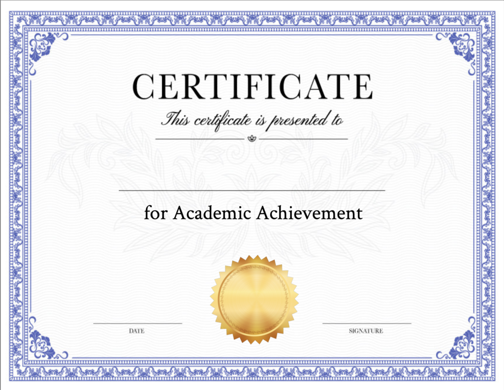 Certificate Of Achievement Templates – SimpleCert Inside Certificate Of Accomplishment Template Free
