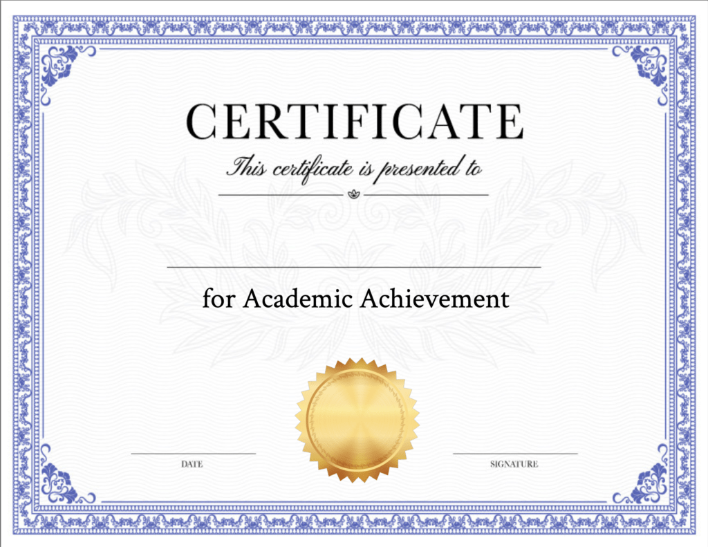 Certificate Of Achievement Templates – SimpleCert Inside Certificate Of Accomplishment Template Free