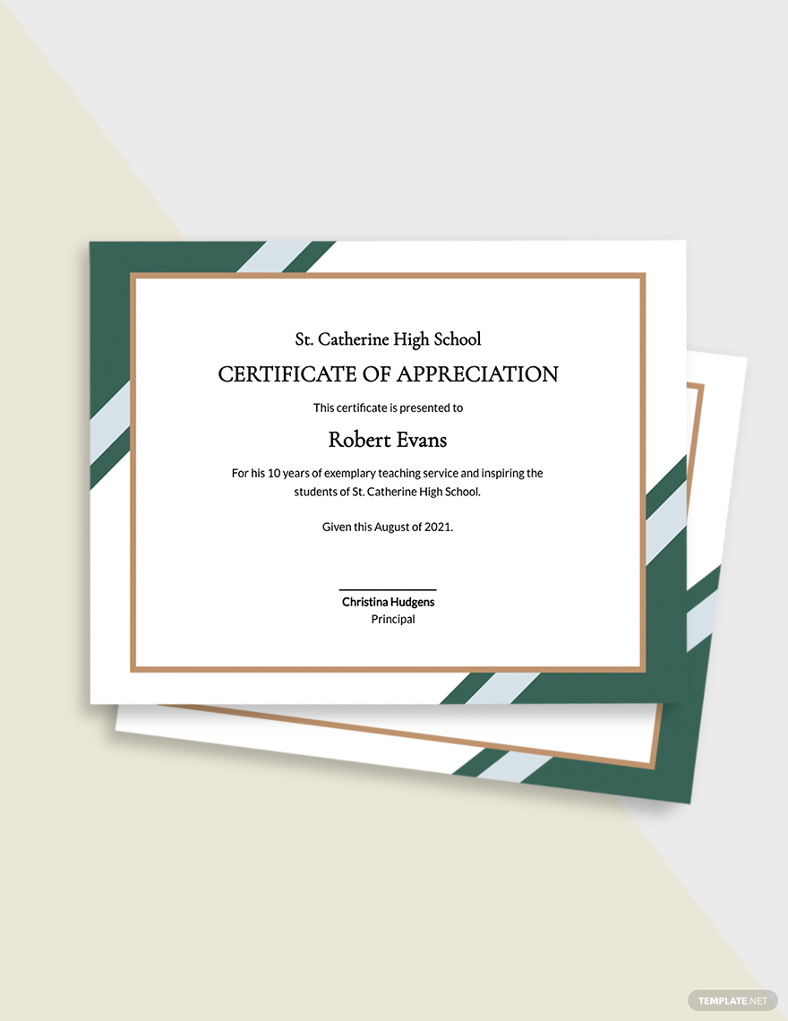 Certificate of Appreciation for Teacher Template - Google Docs  Inside Certificate Of Appreciation Template Doc