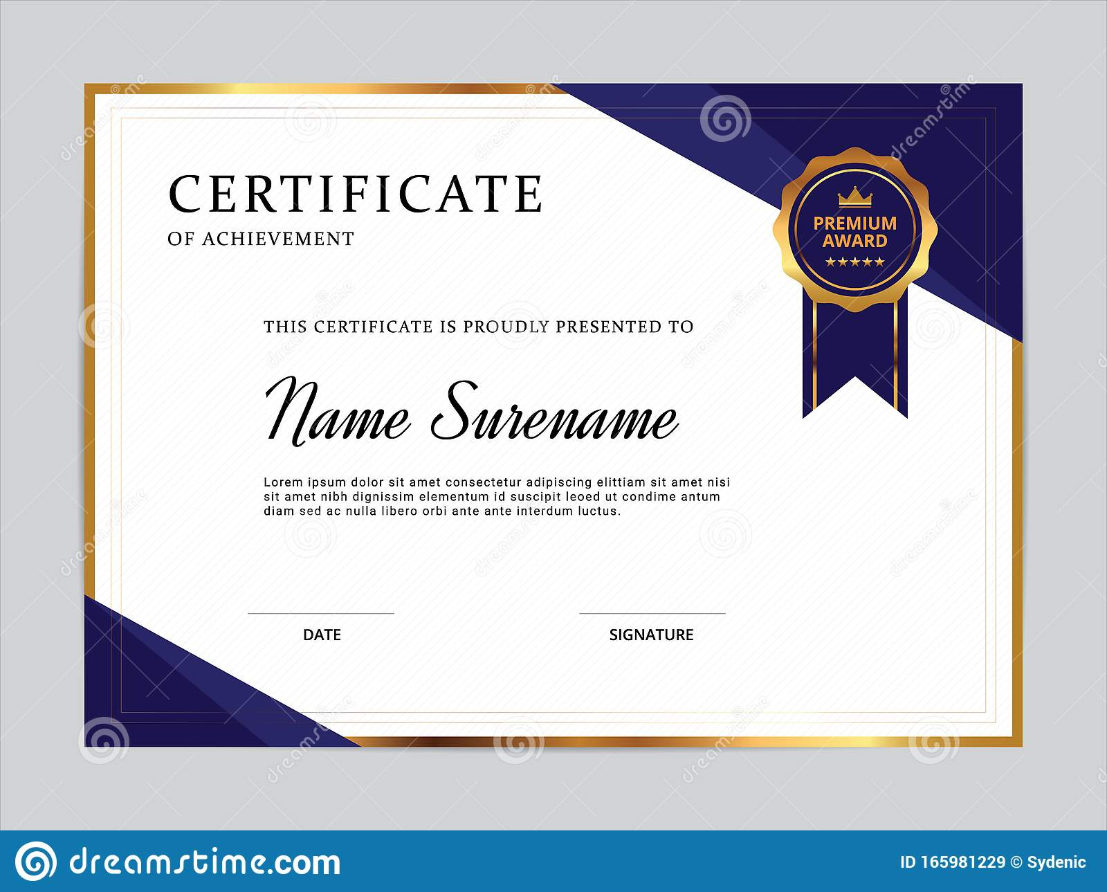 Certificate Of Appreciation Template Design Stock Vector  Intended For Sample Certificate Of Recognition Template
