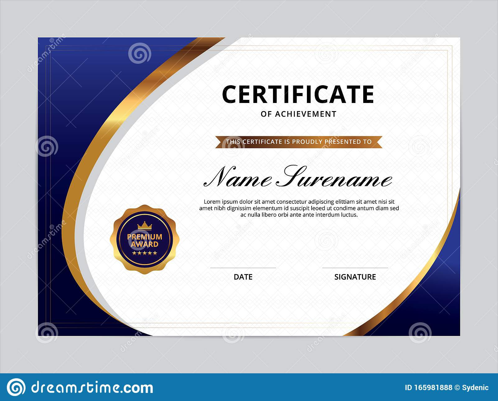 Certificate of Appreciation Template Design Stock Vector  Regarding Free Template For Certificate Of Recognition