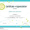 Certificate Of Appreciation Template In Nature Theme With Green  Intended For Free Template For Certificate Of Recognition