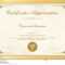 Certificate Of Appreciation Template With Gold Border Stock Vector  With Regard To Certificate Of Appreciation Template Free Printable