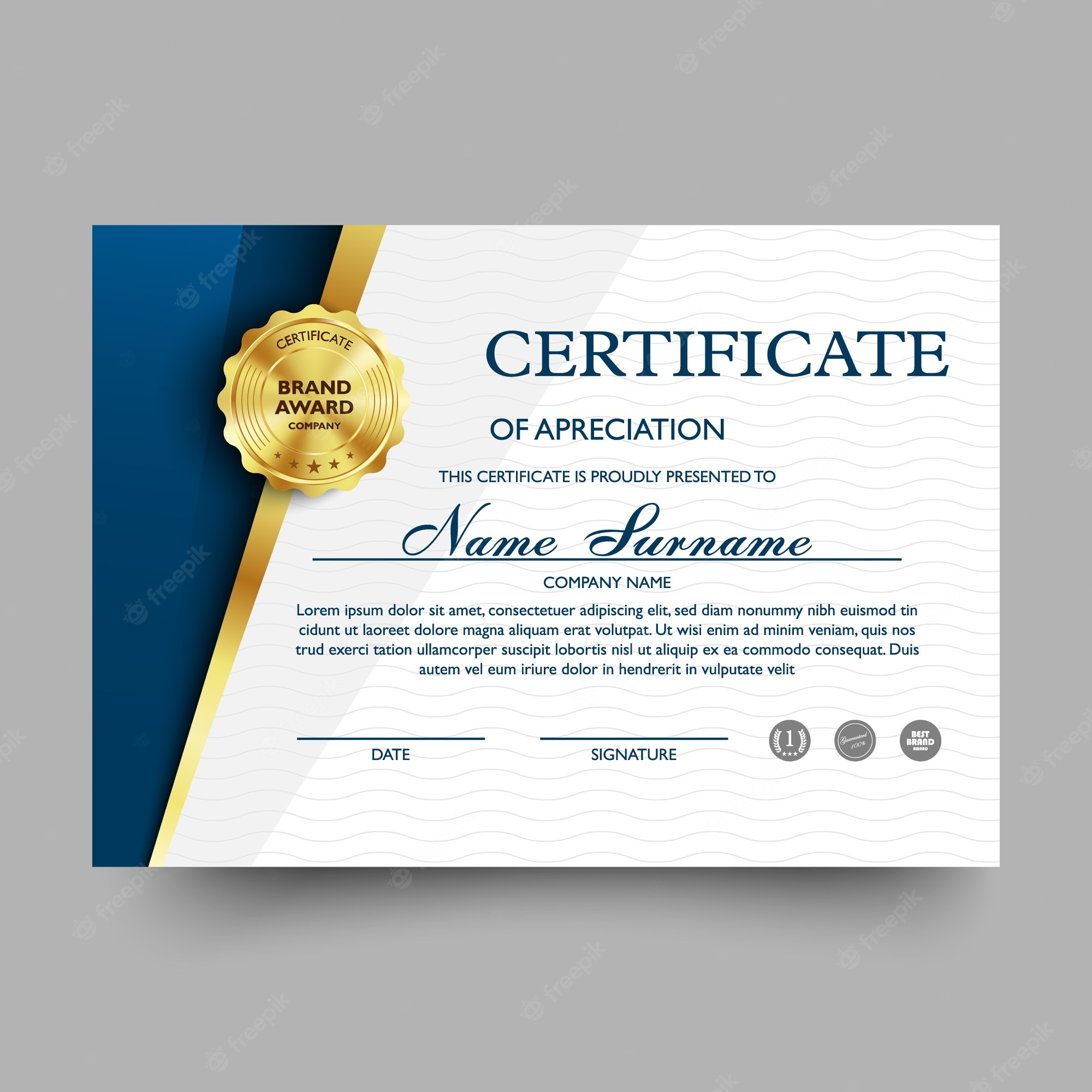 Certificate of appreciation template with luxury and modern  Pertaining To Certificates Of Appreciation Template