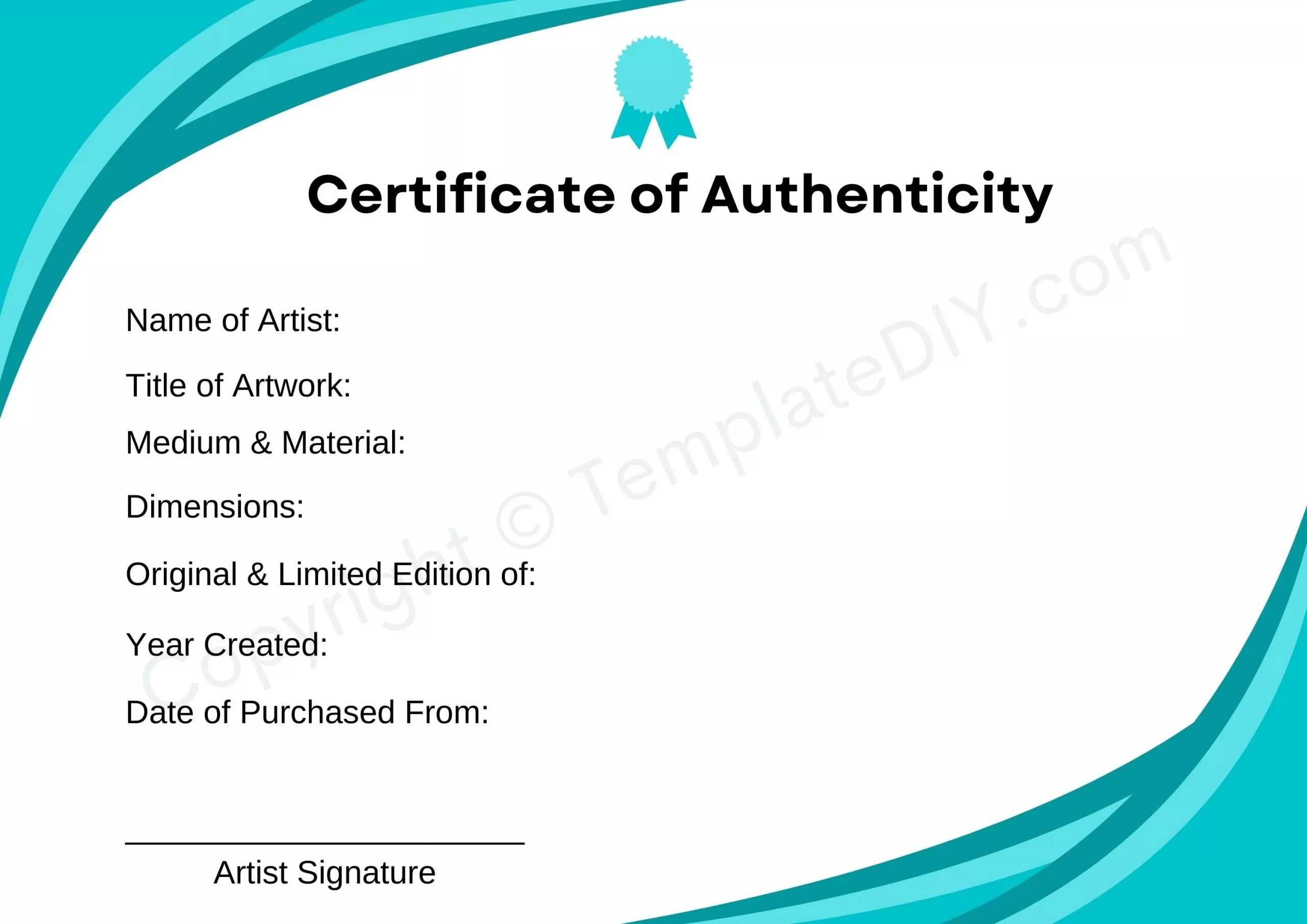 Certificate of Authenticity Blank Printable Template in PDF & Word Inside Certificate Of Authenticity Template