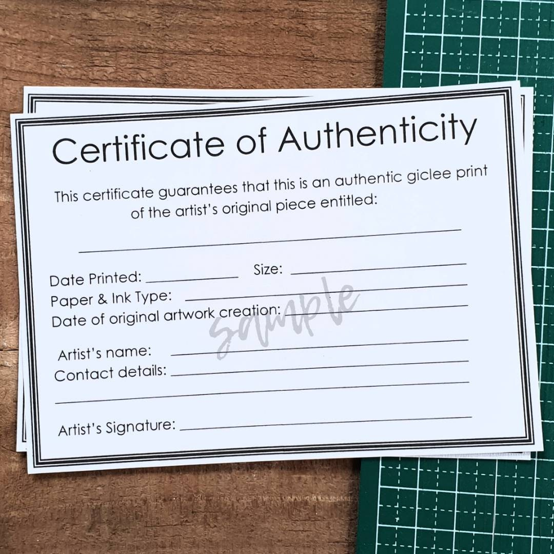 Certificate of Authenticity for Artwork Modern Authenticity - Etsy