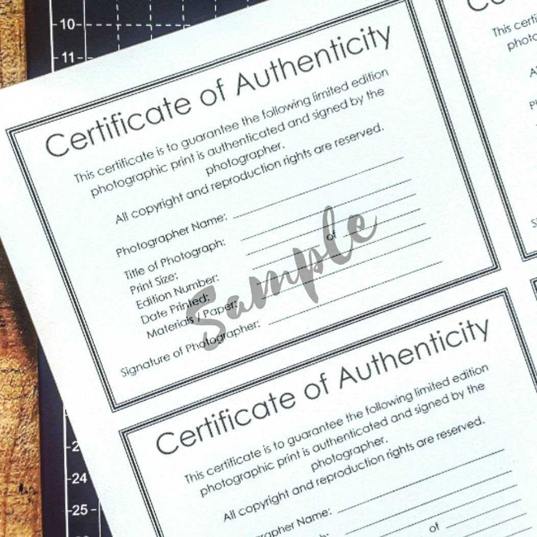 Certificate Of Authenticity PDF For Photographic Prints / Fine  For Certificate Of Authenticity Photography Template