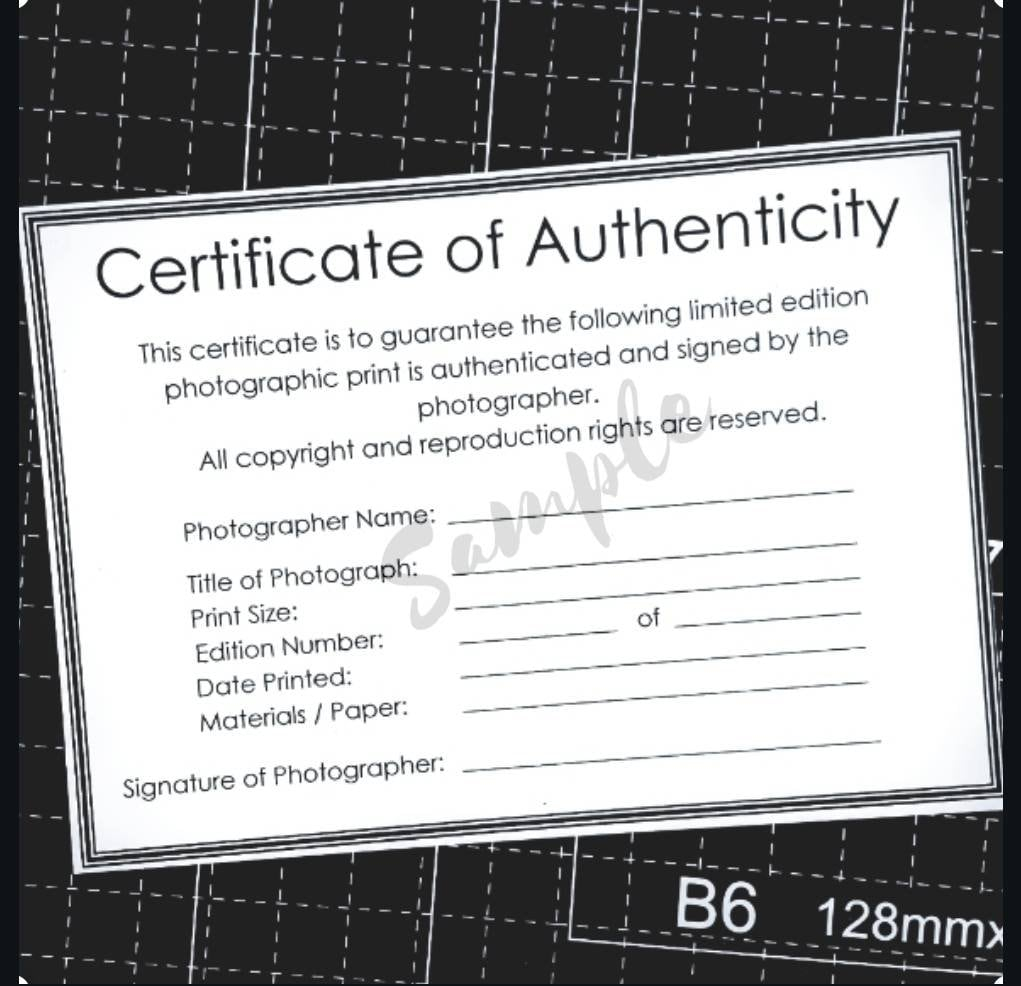Certificate of Authenticity Template for Photographers