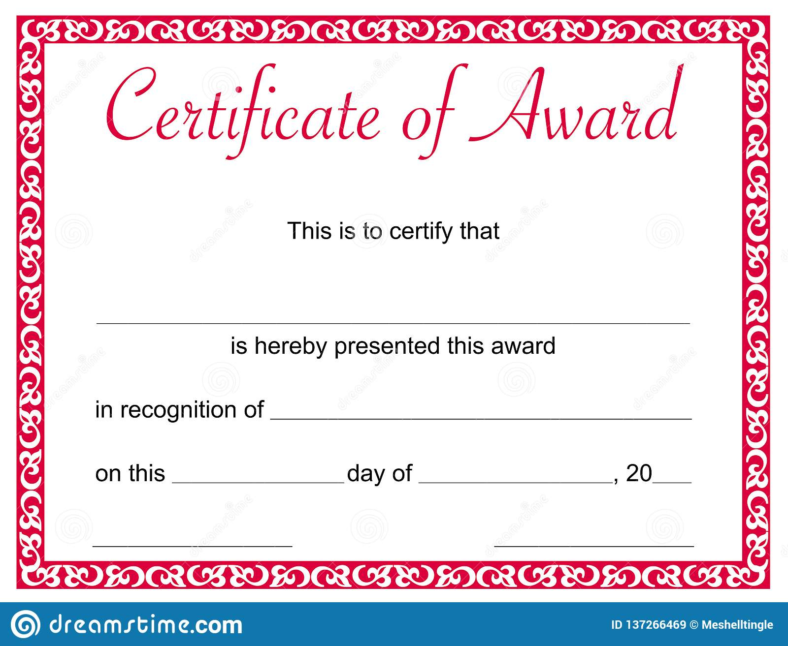 Certificate Of Award Template Stock Illustration – Illustration Of  With Blank Certificate Of Achievement Template